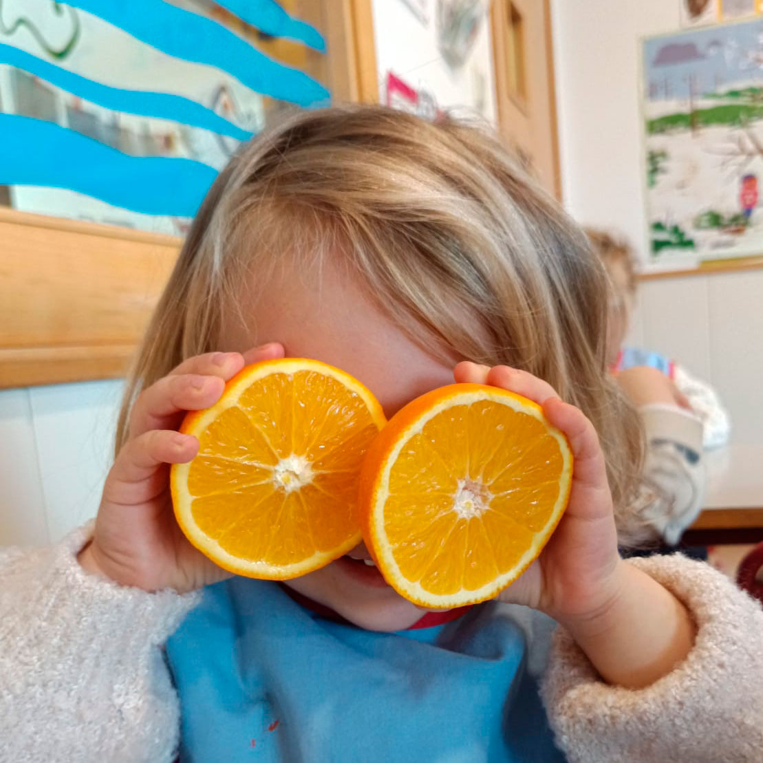 foto nino naranjas pecesdecolores